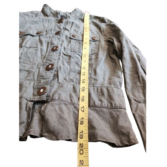 Taxi 100% Linen Military Utility Big Buttons Jacket Medium Safari Whimsigoth - Picture 4 of 9